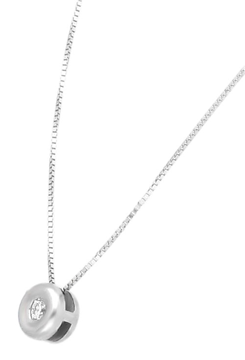 gargantilla oro blanco 18k con chaton diamante fotografia detallada