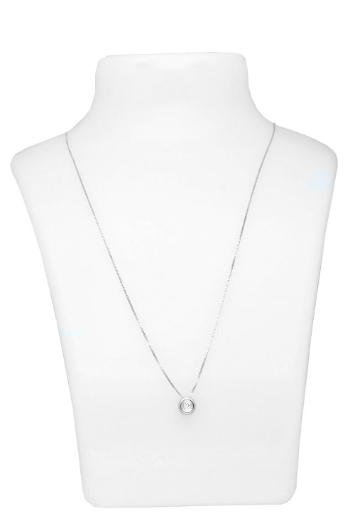 gargantilla oro blanco 18k con chaton diamante foto en peto