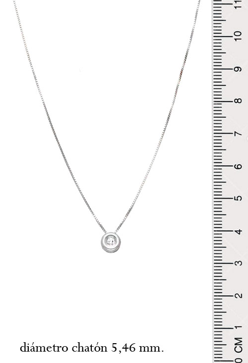 gargantilla oro blanco 18k con chaton diamante foto con medidas