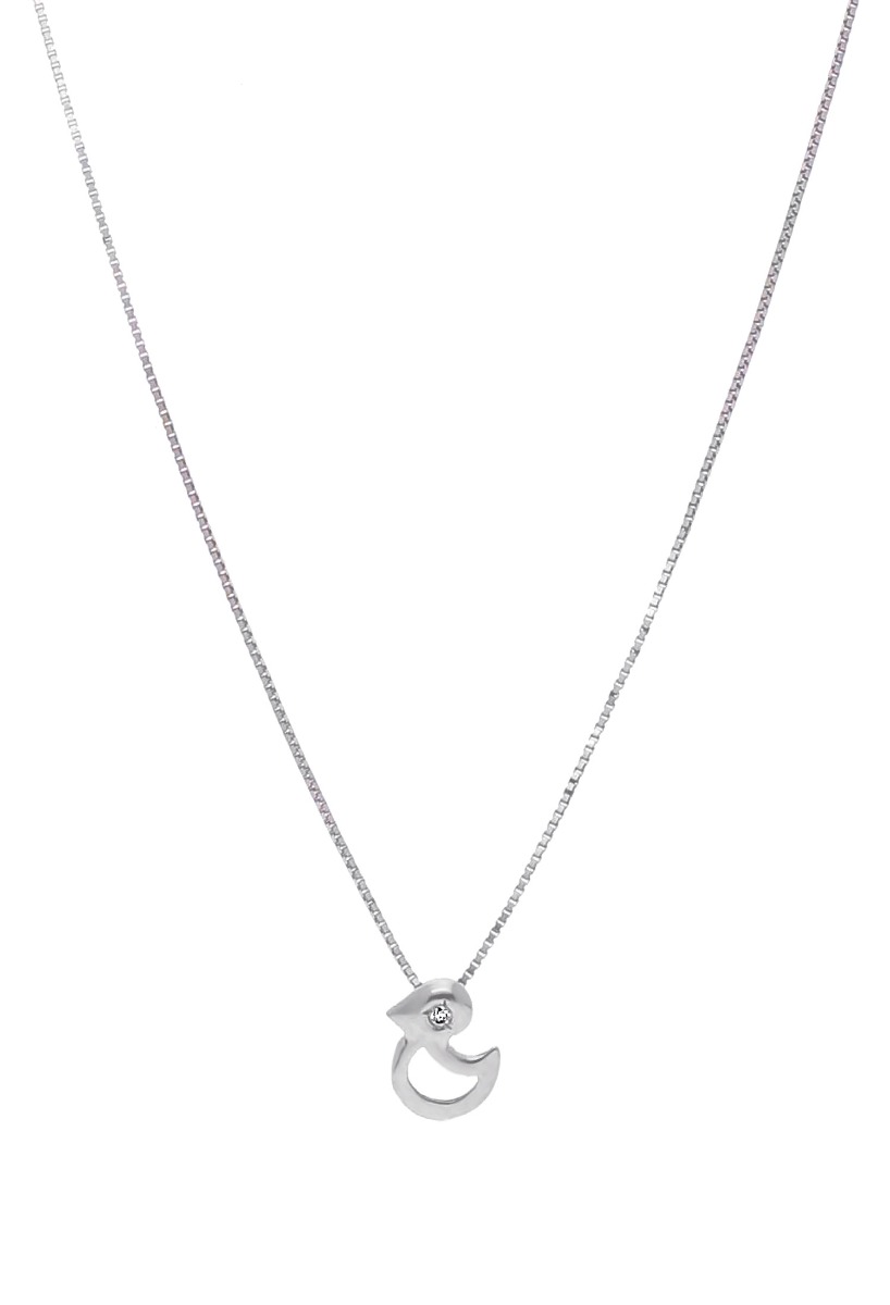 gargantilla cadena fina y motivo con forma de pato oro blanco 18 ktes y diamante 003_B1412008
