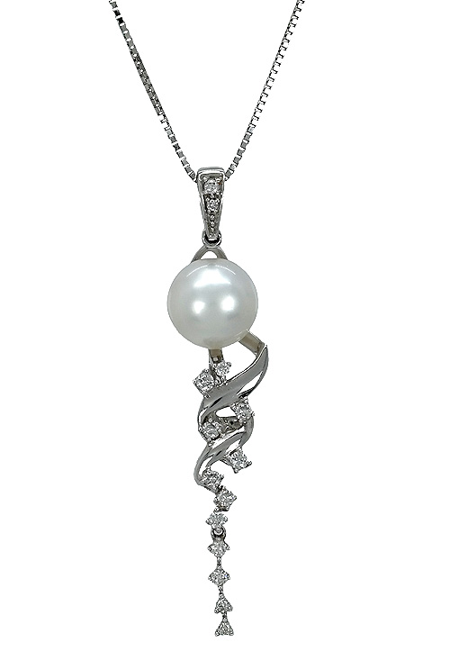 gargantilla para novia oro blanco 18 ktes, diamantes y perla australiana 210_1288 foto 1