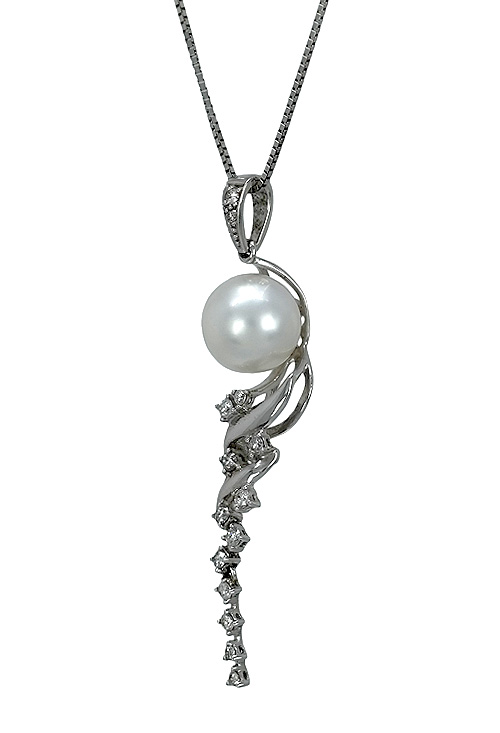 gargantilla para novia oro blanco 18 ktes, diamantes y perla australiana 210_1288 foto 2