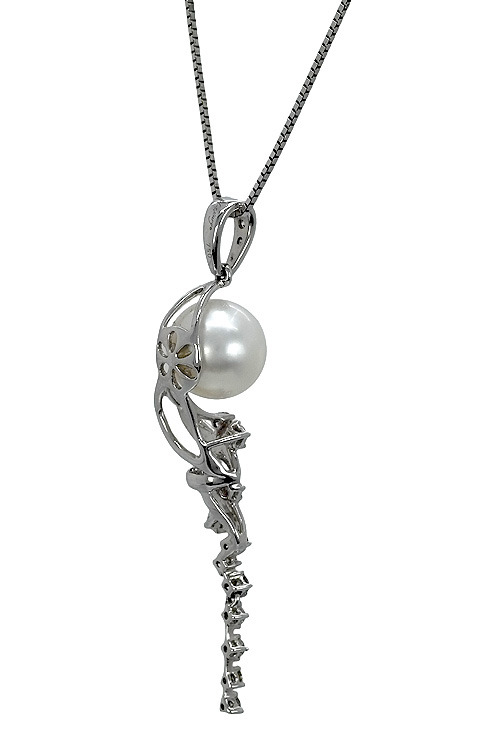 gargantilla para novia oro blanco 18 ktes, diamantes y perla australiana 210_1288 foto 3