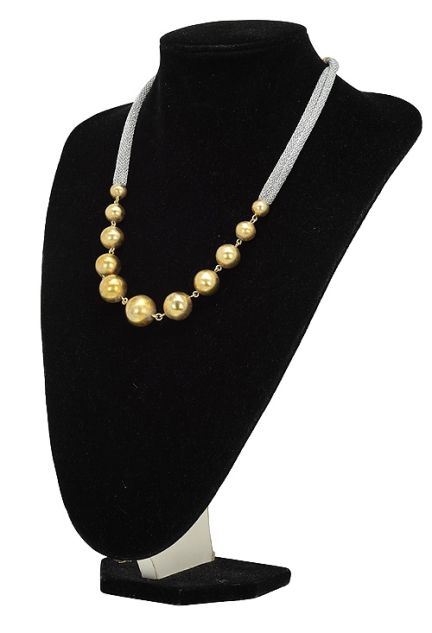 gargantilla plata bicolor con motivo bolas y malla textil foto en expositor 193_9205345_01