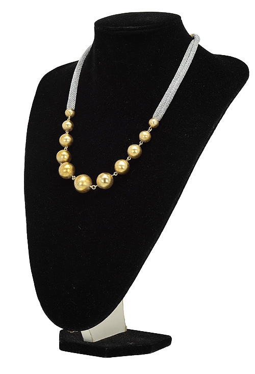 gargantilla plata bicolor con motivo bolas y malla textil foto en expositor 193_9205345_01