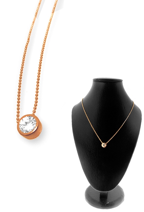 gargantilla plata chapada color oro rosa con chton de circonita 266-021382-4-1