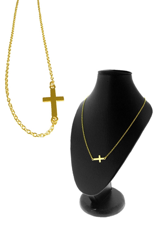 gargantilla plata chapada con motivo cruz 266-021154-2-1