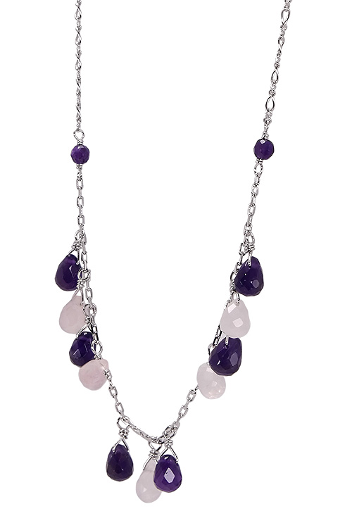 Gargantilla plata con amatistas y cuarzos rosas. 079_CN-486-010111 a precios baratos