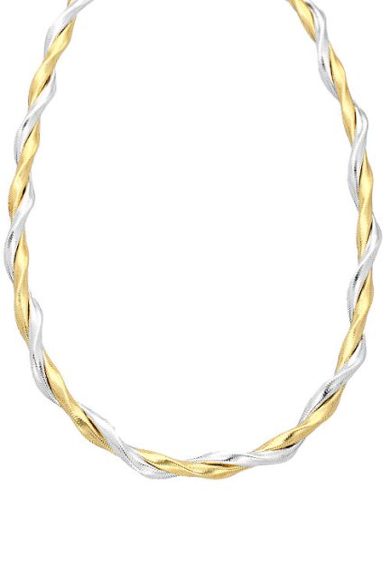 gargantilla plata oportunidad outlet cuerpo textil con baño texturizado de plata en dos colores blanco y amarillo