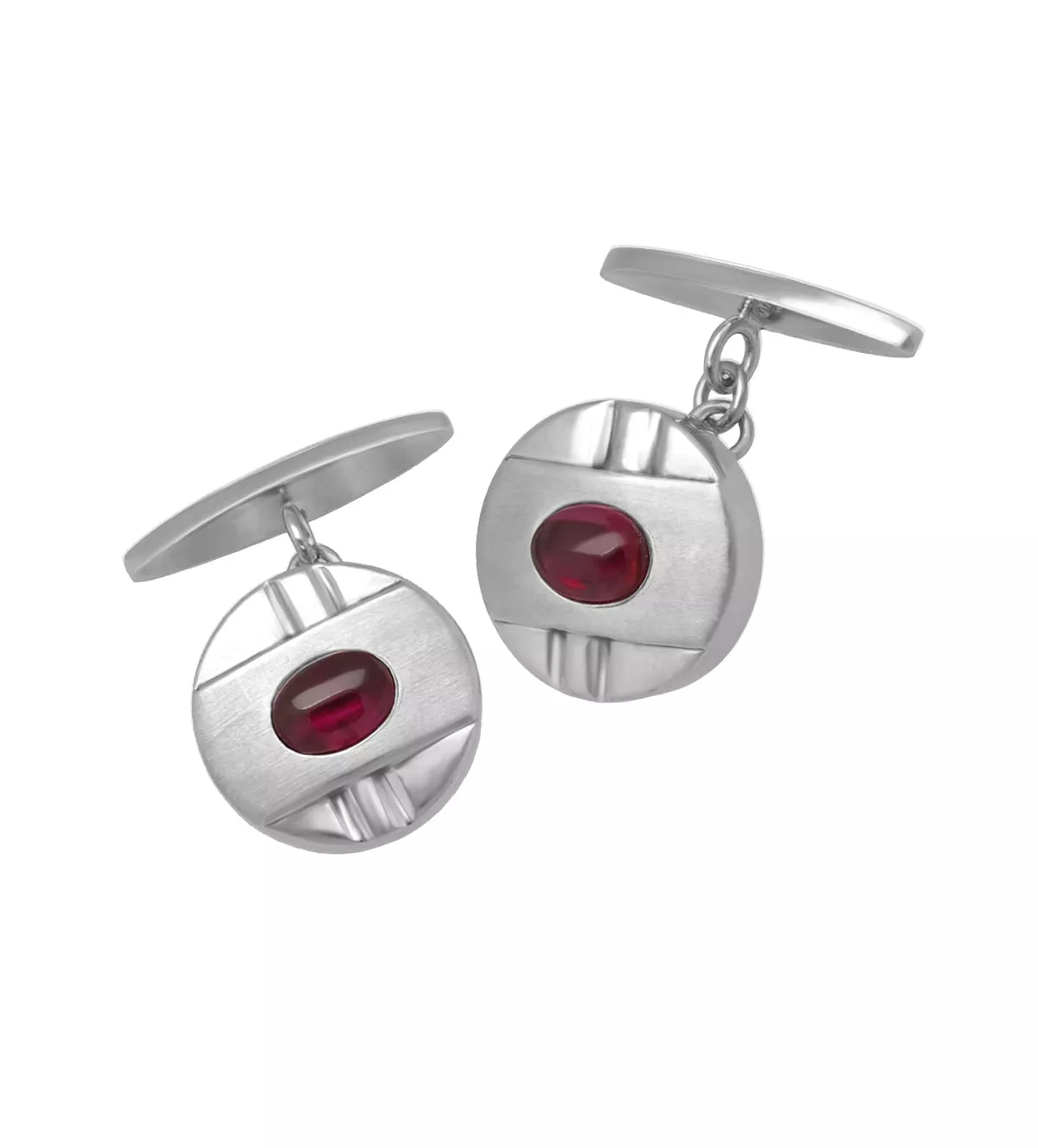 gemelos de oro blanco con rubi