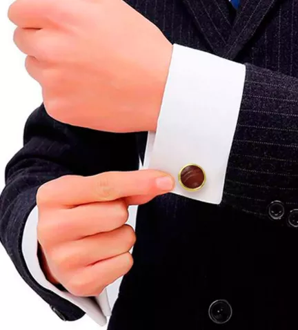 gemelos de oro con piel repujada 146 9330 10