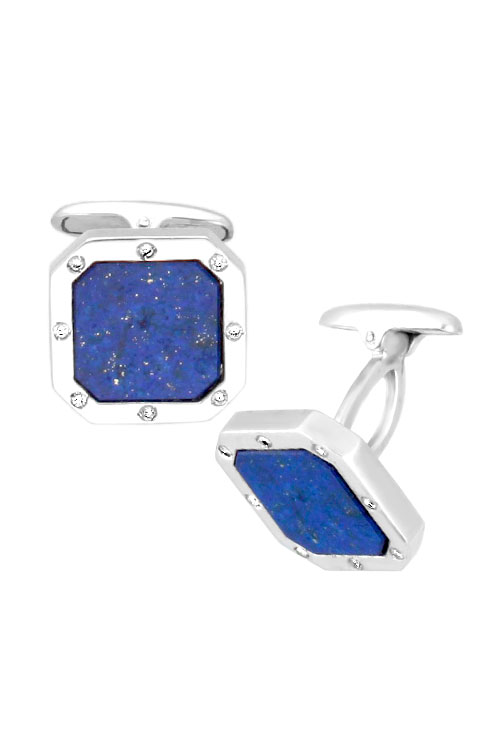 gemelos de oro blanco con lapislazuli vista detalle cierre