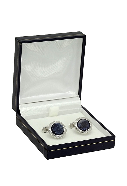 Gemelos camisa plata y lapislazuli. 268_GP202-51 estuchados