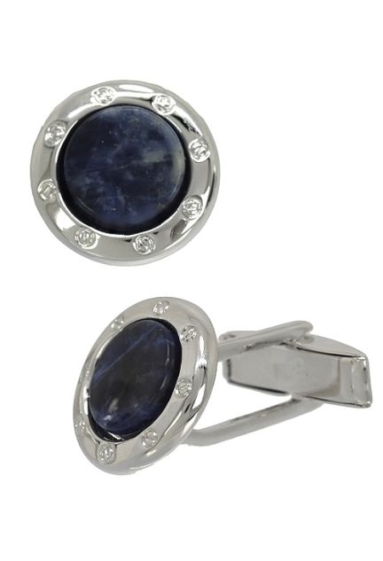 Gemelos camisa plata y lapislazuli. 268_GP202-51 foto lateral