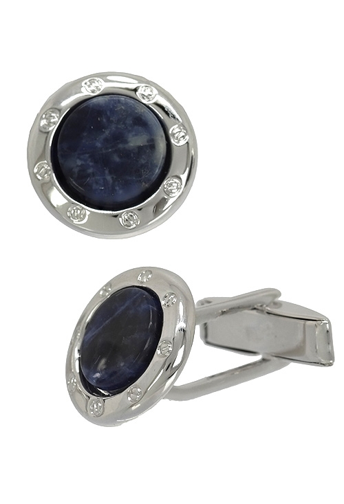 Gemelos camisa plata y lapislazuli. 268_GP202-51 foto lateral