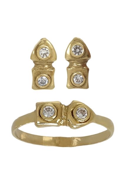 juego de oro para recien nacida oro 18 ktes pendientes y sortija 140_4.043