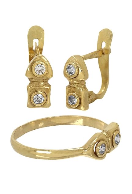 juego de oro para recien nacida oro 18 ktes pendientes y sortija 140_4.043_02