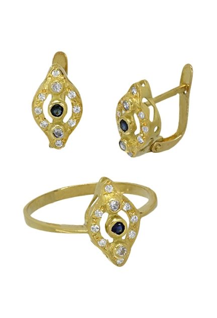 juego de sortija y pendientes oro amarillo 18 ktes con circonitas y zafiro 003_0635350_05