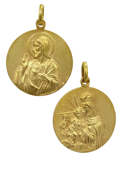 Medalla en oro, Escapulario Sagrado Corazon - foto 04 - rfcia 011_ECSB26