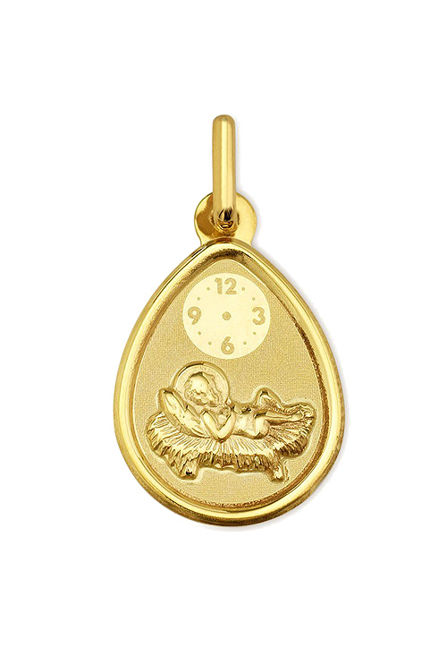 Medalla Niño Jesús con reloj para grabar oro 18 Ktes 045_1901413