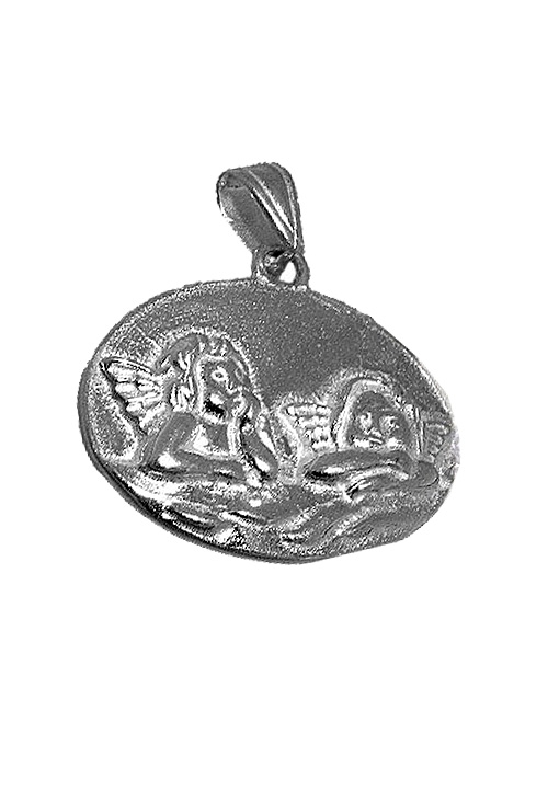 medalla de plata 2 angeles o querubines