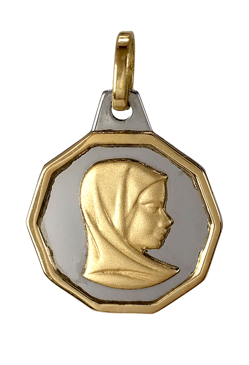 Medalla Virgen Nina en oro amarillo y acero Comunion - foto 3 - rfcia.001_4055024