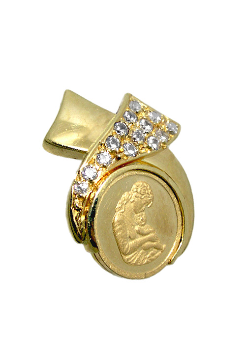 Medalla de la madre oro amarillo 18 ktes con circonitas