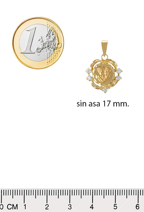medalla del amor oro 18k y circonitas foto con medidas
