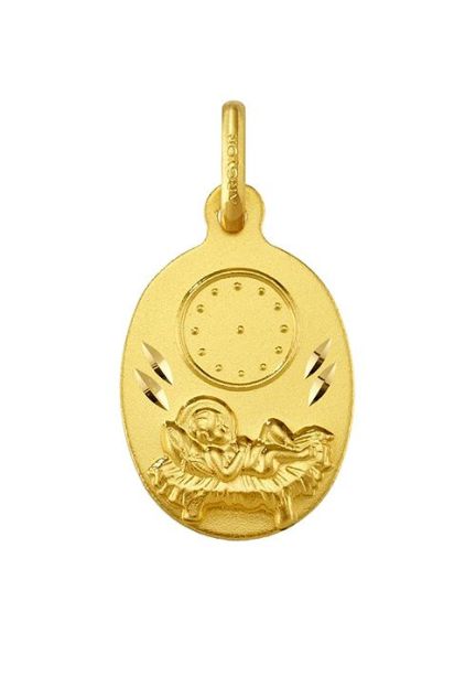medalla oro para bebe vista frontal
