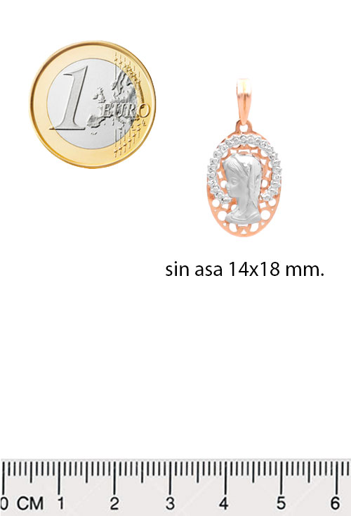 Medalla virgen nina, oro de ley y diamantes - foto medidas - rfcia.001_4075176-06