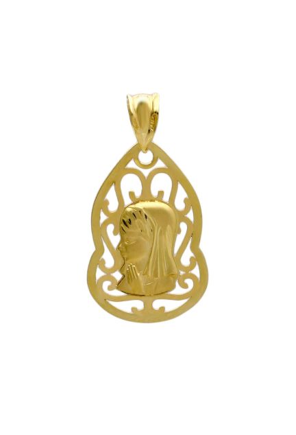 Medalla religiosa para Comunión, Virgen Niña en oro rebajada 01M1432