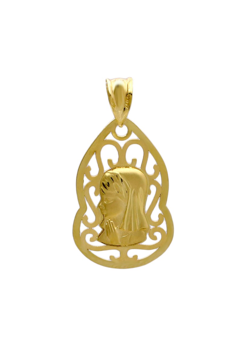 Medalla religiosa para Comunión, Virgen Niña en oro rebajada 01M1432