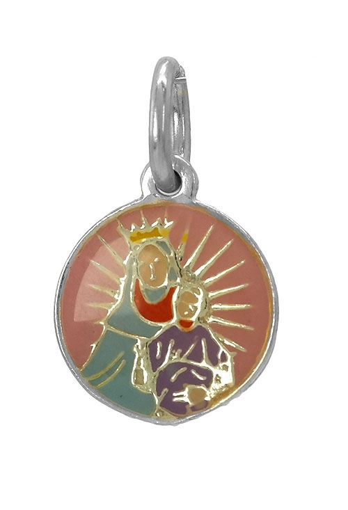 medalla religiosa de plata virgen del carmen esmalte colores coleccion porfi que no me pille ningun radar vista frontal 240_MP-11E-R_01
