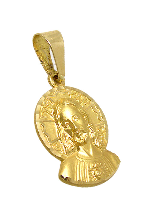 Medalla religios silueta Sagrado Corazón oro amarillo 18 kilates 001_014033