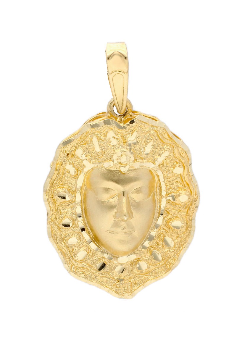 medalla rostro de la virgen del rocio oro amarillo 18 kilates vista detalle parte superior 001_001033_02