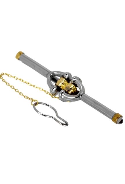 pasador de corbata oro amarillo 18k y acero precio de outlet joyeria 142_0083-7