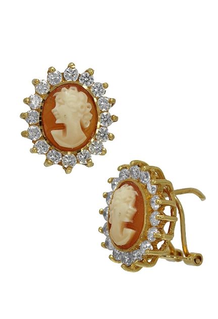 pendien tes oro amarillo 18 kilates circonita y camafeo precio muy barato vista cierre 005_14-346_01