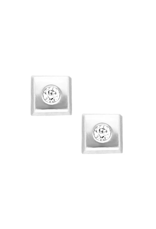 pendiente bebe oro blanco 18 kilates forma cuadrada foto de frente