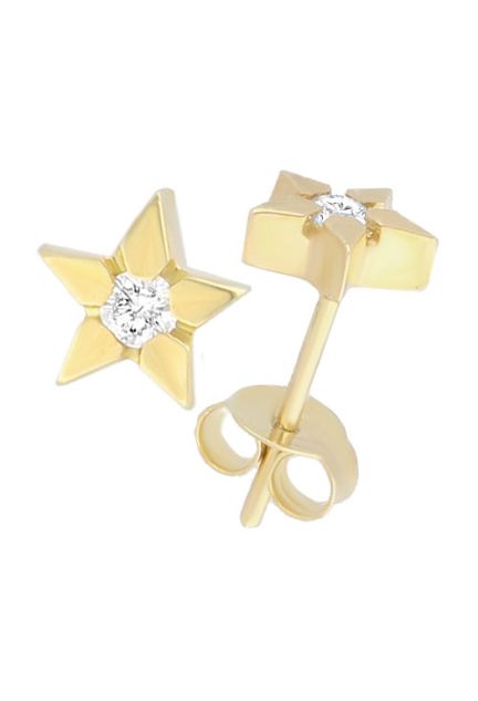 pendiente oro amarillo 18 kilates con diamante forma de estrella foto lateral 192_Z1126_01