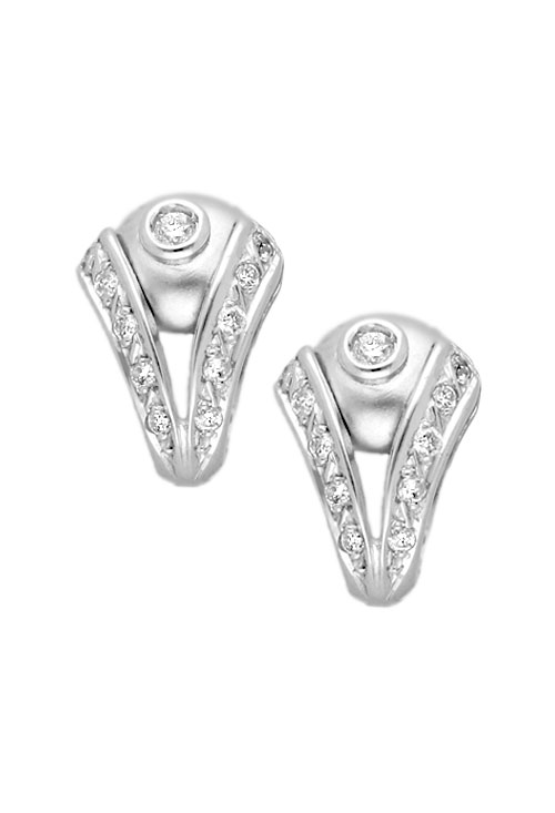 pendiente oro blanco 18 kilates con diamantes talla brillante sistemas omega precio especial muy barato en joyeria online foto de frente 195_R4763