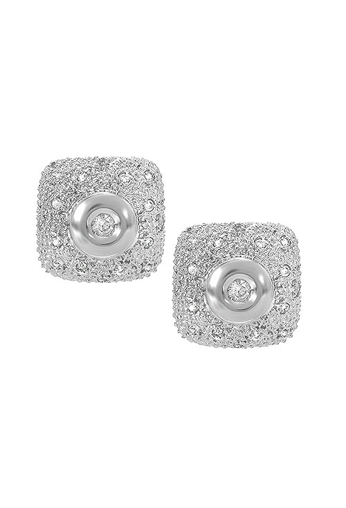 pendientes oro blanco 18 kilates con diamantes forma cuadrada engaste pavé sistemas omega fotografia toma frontal precio especial joyeria online