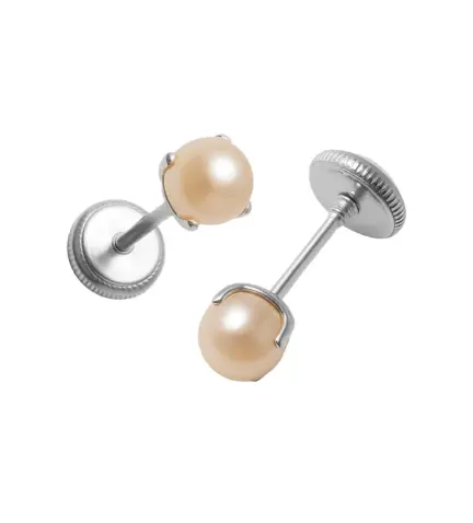 pendientes de bebe o niña plata de ley con perla cultivada toma principal