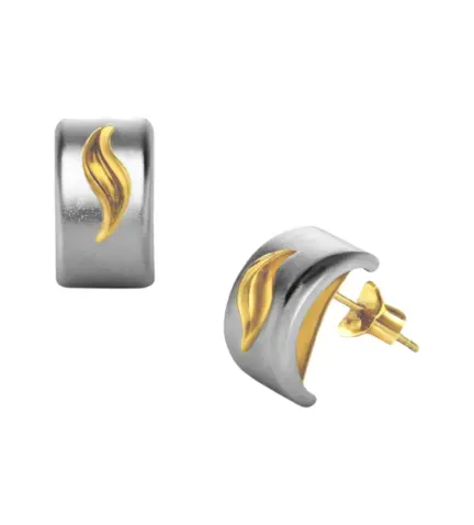 pendientes de oro bicolor 18 ktes