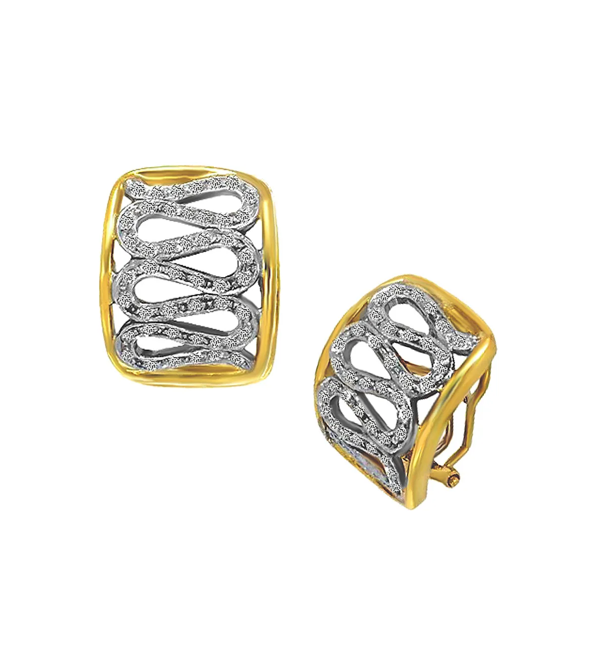 pendientes de oro bicolor con diamantes vista principal