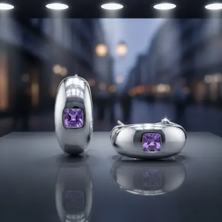 pendientes de oro blanco 18k con amatistas cuadradas 044_5694_RRSS