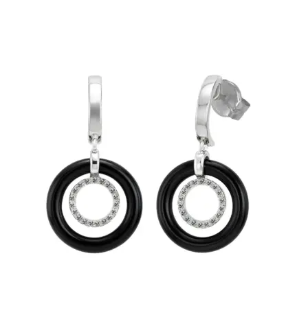 pendientes de oro blanco con circones y onix 095_430298-P