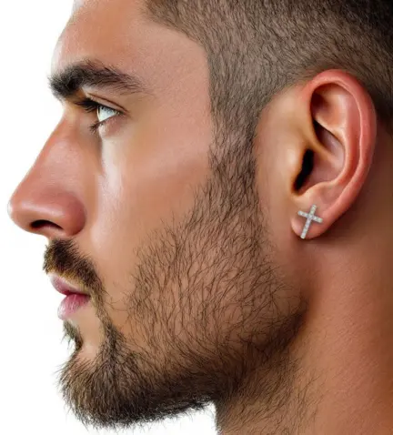 pendientes-de-oro-blanco-y-diamantes-cruces-020_XB4350 fotos modelo hombre