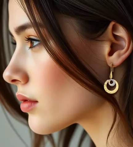 pendientes de oro con diamantes imagen modelo IA