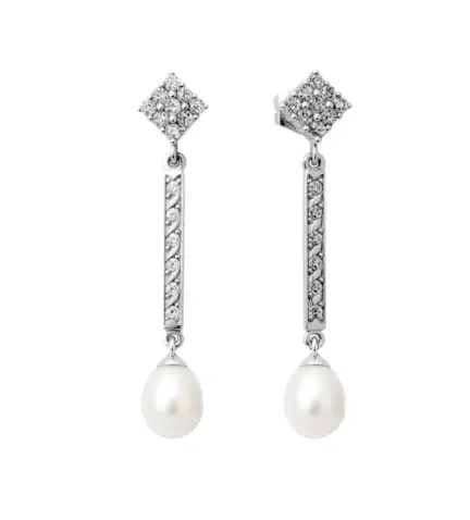 pendientes de oro largos para novia con circones y perlas 019_4790