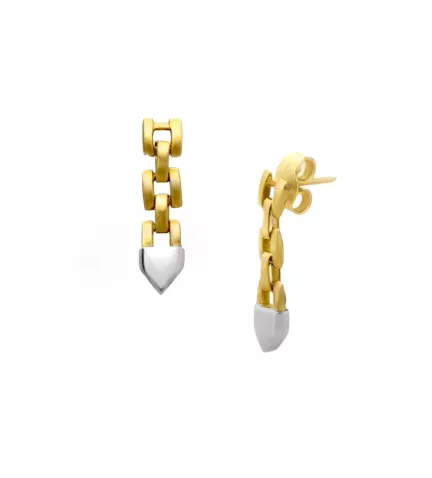 pendientes de oro y acero punta dual